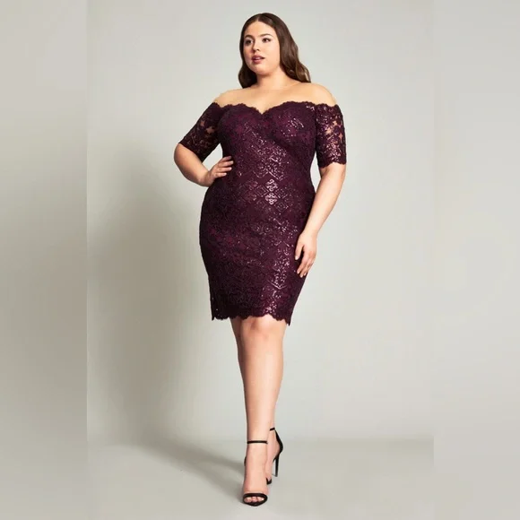 Tadashi Shoji | Dresses | Heri Offtheshoulder Metallic Lace Dress Plus Size  | Poshmark